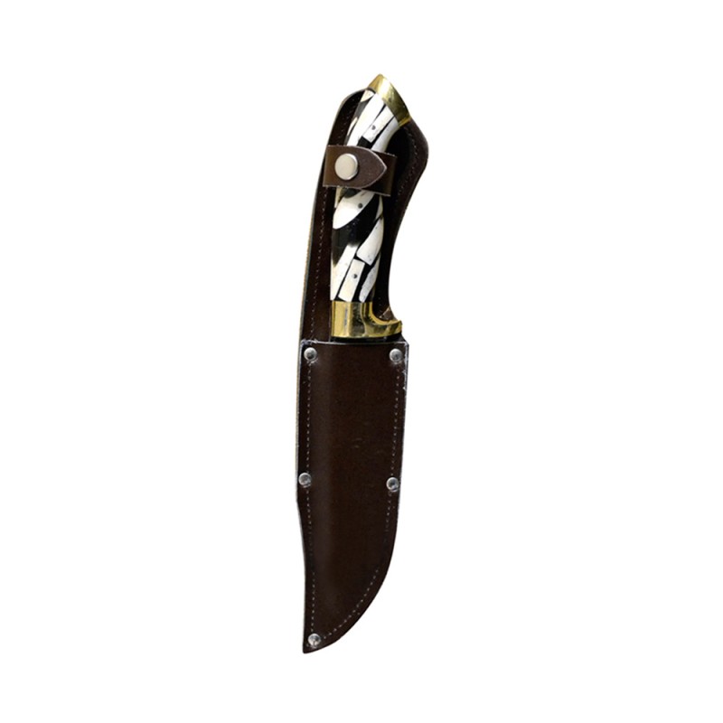 Cretan Handmade KAMA knife with warranty and horn or knuckle handle in leather case (30 cm, Lama 4 mm) N2