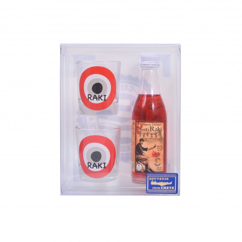 Gift set in plastic transparent box with 2 jars and a drink of 50ml