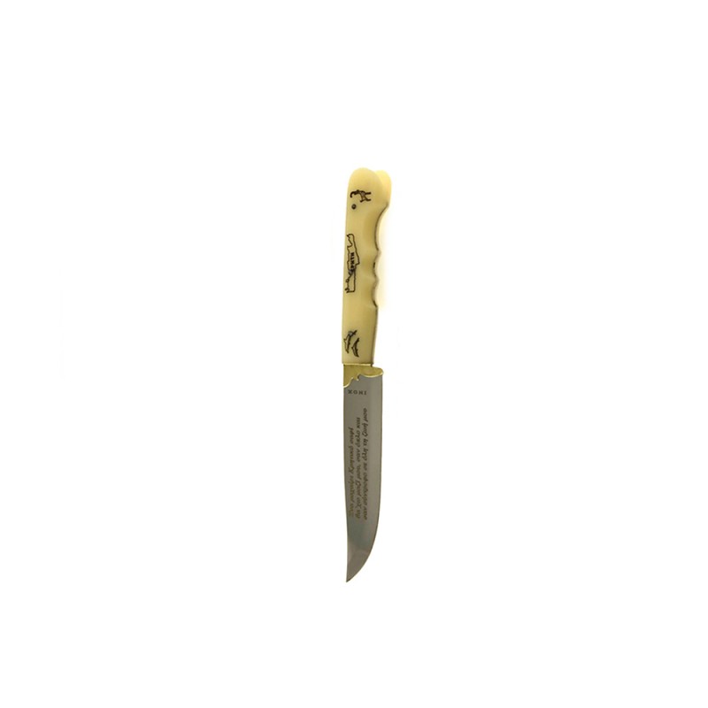 Κρητικό χειροποίητο μαχαίρι με εγγύηση και άσπρη πλαστική λαβή (21,5 εκ., λάμα 2 χιλ.) Ν4