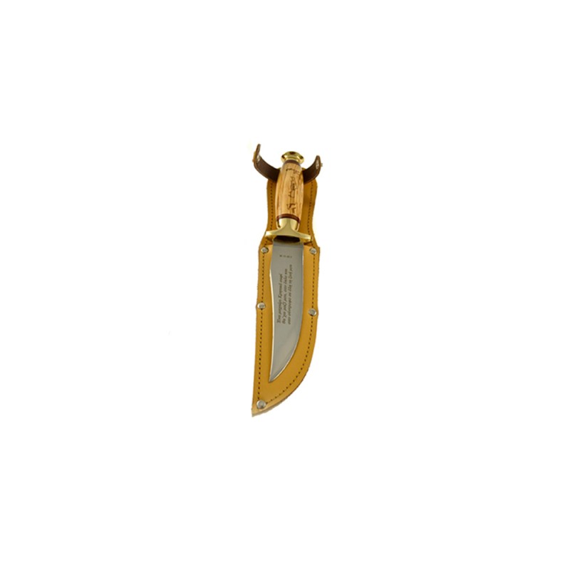 Cretan handmade dagger with olive wood handle in leather case (24,5 cm, Lama 3 mm) N2